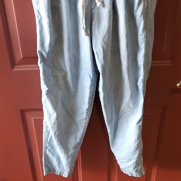 Free People Margate Blue Ankle Cropped Jeans with Paper Bag Waist - Picture 5 of 11